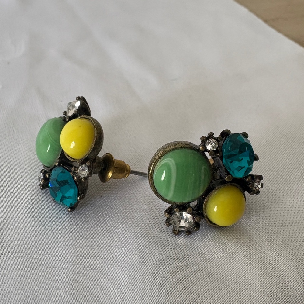 Anthropologie Green, Yellow, and Blue Earrings